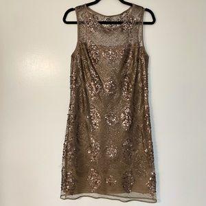 Max Studio Brownish/Gold Sequin Shift Dress- Size S.
